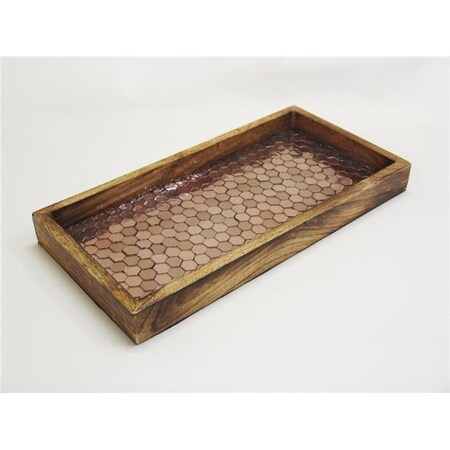 Nu Steel NuSteel TR-241L 13 x 6.5 in. Copper Mosaic Wooden Tray TR-241L